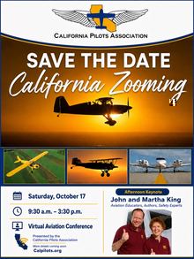 California Pilots Association Save the Date flyer for California Zooming, October 17
